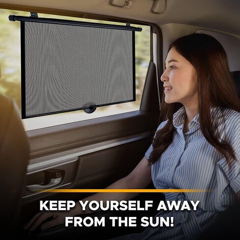 EcoNour Car Window Shades for Baby (2 Pack) | Retractable Shade for Car Side Window | PVC with 4 Suction Cups | Large Clips for Durability | Baby Car Travel Accessories (18" x 17") in Saudi Arabia