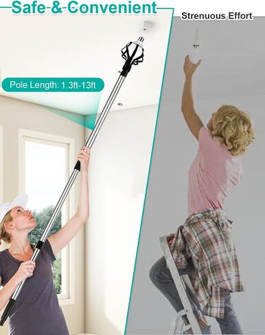 Light Bulb Changer for High Ceilings, 12FT Light Bulb Changer,Effortless High Reach Light Bulb Changer, Lightweight High Ceiling Light Bulb Changer with Pole in Saudi Arabia