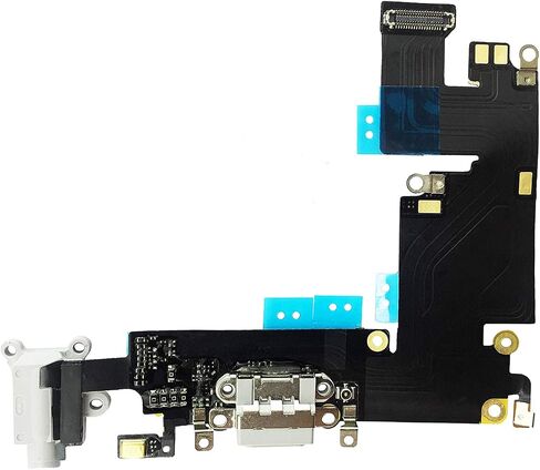 OEM Charging Port Dock Connector Flex Cable w/Microphone + Headphone Audio Jack Port Ribbon Replacement Part Compatible for iPhone 6 Plus All Carriers (Light Gray) in Saudi Arabia
