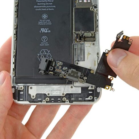 OEM Charging Port Dock Connector Flex Cable w/Microphone + Headphone Audio Jack Port Ribbon Replacement Part Compatible for iPhone 6 Plus All Carriers (Light Gray) in Saudi Arabia