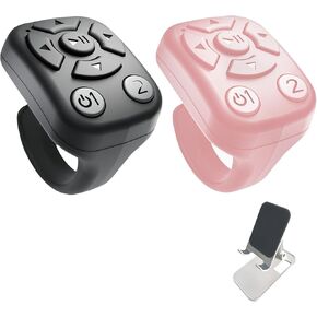 BLESO-TikTok Phone Scroller & Remote Scrolling Ring – Bluetooth Page Turner for iPhone, Android – Hands-Free Control for YouTube, Ins, Kindle – Easy Navigation & Camera Shutter (B+P-White Bracket)