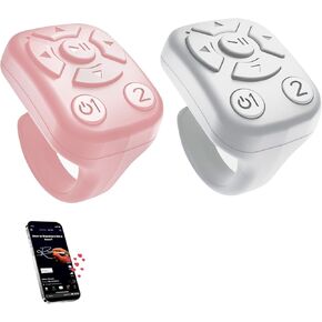 BLESO-TikTok Phone Scroller & Remote Scrolling Ring – Bluetooth Page Turner for iPhone, Android – Hands-Free Control for YouTube, Ins, Kindle – Easy Navigation & Camera Shutter (W+P)