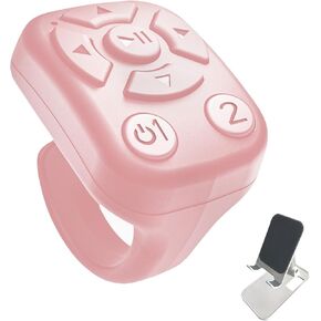 BLESO-TikTok Phone Scroller & Remote Scrolling Ring – Bluetooth Page Turner for iPhone, Android – Hands-Free Control for YouTube, Ins, Kindle – Easy Navigation & Camera Shutter (P+White Bracket)