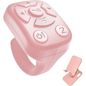 BLESO-TikTok Phone Scroller & Remote Scrolling Ring – Bluetooth Page Turner for iPhone, Android – Hands-Free Control for YouTube, Ins, Kindle – Easy Navigation & Camera Shutter (P+Pink Bracket)