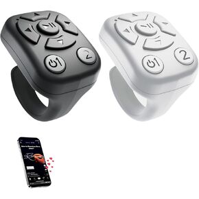 BLESO-TikTok Phone Scroller & Remote Scrolling Ring – Bluetooth Page Turner for iPhone, Android – Hands-Free Control for YouTube, Ins, Kindle – Easy Navigation & Camera Shutter (B+W)