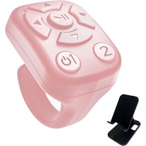 BLESO-TikTok Phone Scroller & Remote Scrolling Ring – Bluetooth Page Turner for iPhone, Android – Hands-Free Control for YouTube, Ins, Kindle – Easy Navigation & Camera Shutter (P+Black Bracket)