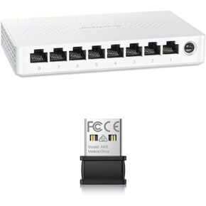 BrosTrend 8 Port 2.5G Network Switch, Unmanaged Ethernet Switch Multi-Gigabit + AX300 Nano USB WiFi 6 Adapter, USB WiFi Adapter for Desktop PC Laptop