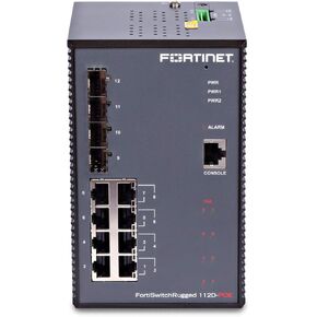 Fortinet | FSR-112D-POE | FortiSwitchRugged-112D-POE Ruggedized L2 PoE Switch - 8 x GE RJ45 (Including 8 x PoE/PoE+ Capable Ports), 4 x GE SFP Slots, FortiGate Switch Controller Compatible.