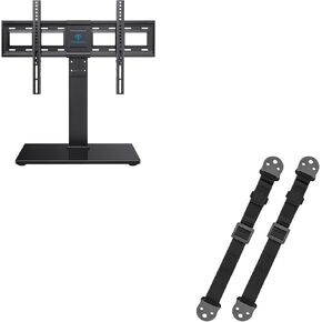 PERLESMITH Universal Swivel TV Stand Base&TV Anti-tip Straps for TV