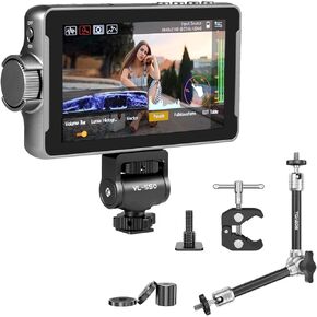 VILTROX DC-550 5.5" On Camera Monitor with Battery + TOAZOE 11 Inch Adjustable Articulating Magic Arm with Super Clamp