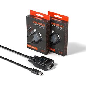 DriverGenius USB232A-E-C | USB-C to Serial/RS232 (DB9) Adapter – A Reliable Tool for PLC Programming, Robot Control, Data Acquisition, and Embedded System Development 【2-Piece/Pack】