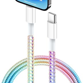 Coolden USB C to iPhone Cable 3.3FT for iPhone Charger Fast Charging Colorful Spring Braided iPhone Charger Cord for iPhone 14 13 12 11 Pro Max XR XS X 8 7 6 Plus SE iPad Charger Car Charging Cable