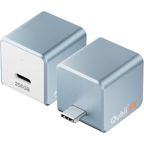 MAKTAR Qubii EX - USB-C Fits iPad Flash Drive for Android Smartphone iPhone Backup Flash Drive iPhone Photo Backup Storage Device with File Organizer App - Blue with 256GB