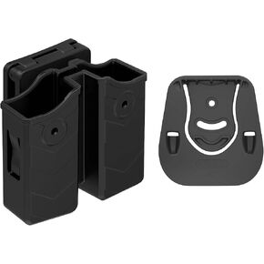 Universal Double Magazine Pouch, 9mm .40 Double Stack Mag. Holder Dual Stack Mag Holster with 1.5''-2'' Belt Clip Fit Glo-ck Sig sauer S&W Beretta Browning Taurus H&K Most Pistol Mags
