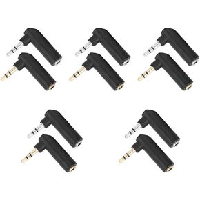 10Pcs 3.5mm Audio Adapter, Male to Female Headphone Connector, 90 Degree Right Angle Stereo Earphone Jack Adapter