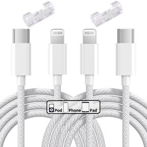 2Pack 6.6FT [Apple MFi Certified] for iPhone Charger, Lightning Cable Nylon Braided USB Charging Cable High Speed Transfer Cord Compatible with iPhone 14/13/12/11 Plus Pro Max/XR/XS/8/iPad (6.6FT)