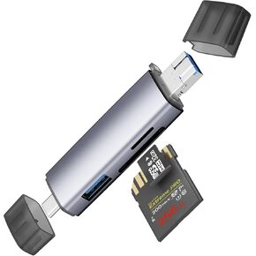 SD Card Reader, 3-in-1 USB C to Micro SD Card Adapter USB Dual Slots, Memory Card Reader for SD/Micro SD/SDHC/SDXC/MMC, Compatible with MacBook Pro Air/iPad Pro/PC/Android/Galaxy