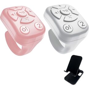 BLESO-TikTok Phone Scroller & Remote Scrolling Ring – Bluetooth Page Turner for iPhone, Android – Hands-Free Control for YouTube, Ins, Kindle – Easy Navigation & Camera Shutter (W+P-Black Bracket)