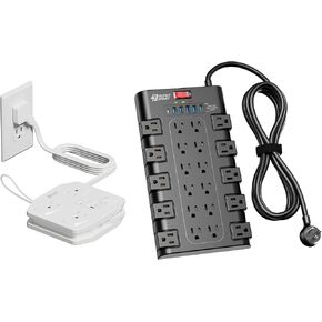 Power Strip ، واقي Superdanny Surge مع 22 منفذ AC و 6 موانئ شحن USB ، و 20W لا توجد شاحن سفر Mini Mini المعتمد