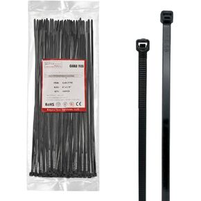 8 inch Black Nylon Zip Ties, 50lbs Tensile Strength, Multi-Purpose Self Locking Cable Ties, Heat Resistant, Erosion Controlled, Heavy Duty for Indoor and Outdoor Use (500)