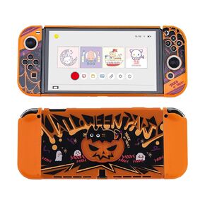 GeekShare Protective Case for Switch OLED,Hard Protector Shell Slim Cover Case Compatible with Switch OLED and Joy Con Controllers - Halloween Party