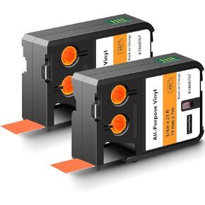 2 Pack Compatible for Dymo XTL Label Maker Tapes 1868767 3/4" Black on Orange All-Purpose Vinyl Labels Replacement for Dymo XTL-300 XTL-500, 19mm x 7m