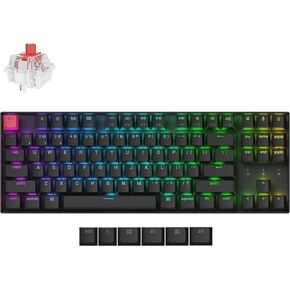 Keychron K8 Version 2 TKL Wireless Mechanical Keyboard, QMK/Launcher Bluetooth 5.2/Wired, RGB Backlit Shine-Through PBT Keycaps, Super Red Switch for Mac Windows Linux (Hot-swappable)