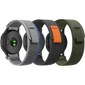 Trail Loop Nylon Watch Bands Compatible with Garmin Forerunner 55/165/Vivoactive 5 Men Women,20mm Soft Elastic Wristband Adjustable Sports Strap for Garmin Venu Sq 2/Sq/Venu 2 Plus/Venu/Vivoactive 3