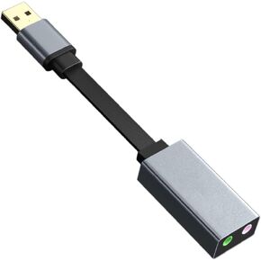 USB Headset Audio Adapter, PAINICA USB External Sound Card to 3.5mm Audio Jack Adapter Headphone and Microphone Hi-res 24bit/96Khz, USB Sound Adapter for Windows, MAC, Linux, Laptop, Desktops Black