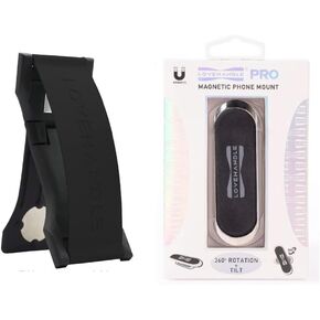 LoveHandle PRO Premium Silicone Phone Grip + Mount - Phone Strap - Magnetic Phone Mount and Kickstand for Smartphone and Tablet - Black