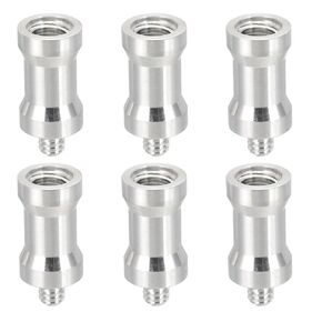 PATIKIL Camera Spigot Screws Converter 3/8" x 1/4" Female to Male, 6 Pack Tripod Screw Adapter Spigot Stud for Light Stand Hot Shoe Cold Shoe Adapter Ball Head Flash, Silver