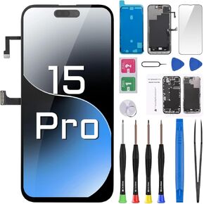 for iPhone 15 Pro Screen Replacement 6.1" LCD Display Digitizer with Front Speaker Waterproof Adhesive Sticker 3D Touch Full Assembly Repair Fix Tools Kit A3102 A2848 A3101 A3104