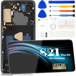 incell for Samsung Galaxy S21+ 5G LCD شاشة استبدال Galaxy S21 بالإضافة إلى شاشة LCD 5G لـ SM-G996U Aigitizer Touch Screen Assembly Part with Frame (Phantom Black)
