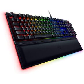 Razer Huntsman Elite Gaming Keyboard: Fast Keyboard Switches - Clicky Optical Switches - Chroma RGB Lighting - Magnetic Plush Wrist Rest - Dedicated Media Keys & Dial - Classic Black