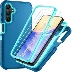 for Galaxy A15 5G Case, Samsung Galaxy A15 5G Case with HD Screen Protector [3 Layer] Heavy-Duty Tough Rugged Shockproof Protective Phone Case for Samsung A15 5G,Black/Black