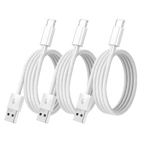 esbeecables 3.3ft USB Type C to Type C Braided Nylon Cable, 60W Fast Charging & Data Sync, Compatible with iPhone 16/15 Series, iPad, MacBook, USB-C Devices, 3-Pack