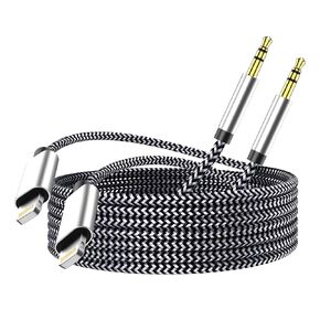 Lightning to 3.5mm Aux Cable, Apple MFi Certified Headphone Audio Jack Cord Compatible with iPhone 14 13 12 11 XS XR X SE 8 7 6 5 iPad/iPod to Car Stereo, Speaker (Silver-2Pack)