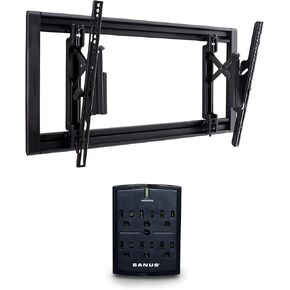 SANUS Advanced Tilt 4D Premium Universal Low Profile TV Mount for 42" - 90" Flat Screen TVs & Fireproof Surge Protector