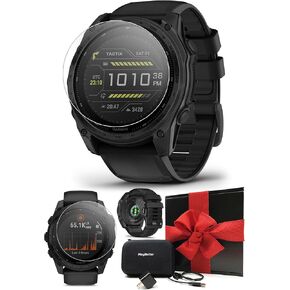 Garmin tactix 8 Solar: AB Elite (51mm) Premium Tactical GPS Smartwatch Gift Box Bundle - Applied Ballistics Ultralight Solver, LED Flashlight with PlayBetter Screen Protectors, Wall Adapter & Case