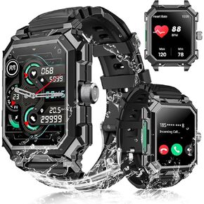 Military Smart Watch for Men(Answer/Make Call),2.06"Large AMOLED 710mAh Battery IP69 Waterproof Smartwatch for Android iPhone Fitness Tracker with Heart Rate/Sleep/Compass/SpO2/120+Sport Modes