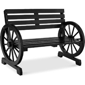 Best Choice Products 2-Person Wooden Wagon Wheel Bench for Backyard, Patio, Porch, Garden, Outdoor Lounge Furniture w/Rustic Country Design, Slatted Seat and Backrest - Brown