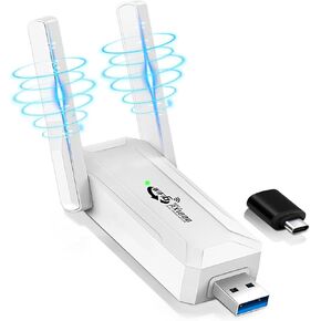WiFi Adapter for Desktop PC, WiFi 6 AX1800 Mbps Long-Range Wide-Coverage Dual-Band 5G/2.4G USB WiFi Adapter Built-in Driver for PC Laptop Desktop Supports Windows 11/10/ 7 (White 2)