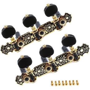 Bass Machine Head 2R2L 1:24 Ratio Open Gear Tuners Tuning Key Pegs Replacement for Electric Jazz Guitar Bass or Precision Instruments - black