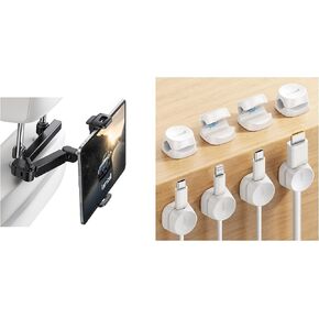 Lamicall 8Pack Cord Organizer Spring Clips + Car Headrest Tablet Holder