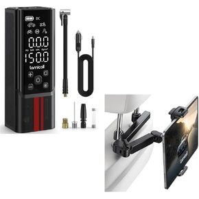 Lamicall Tire Inflator Portable Air Compressor and Car Headrest Tablet Holder