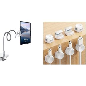 Lamicall 8Pack Cord Organizer Spring Clips + Gooseneck Tablet Holder