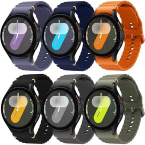 6 حزمة رياضية نطاقات متوافقة مع Samsung Galaxy Watch 7/6/5/4 40mm 44mm 44 ملم للنساء ، لا يوجد حزام بديل لليسيكون ناعم للتنفس لمجرة مراقبة Fe 40 مم/6 كلاسيكي 47 مم 47 ملم