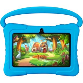 7 inch Kids Tablet with Shockproof Case, 1GB RAM 16GB ROM, Android Toddler Tablet with Bluetooth, WiFi, GMS, Parental Control, Educational, Games(Blue)