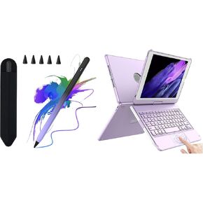 TQQ Touchpad Keyboard Case for iPad 9th/8th/7th Generation 10.2 inch (Purple) Bundle with Fast Charge Stylus Pen for iPad Compatible with 2018-2023 Release (Black Purple)