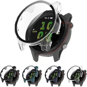 4-Pack Forerunner 265 Screen Protector Case Compatible with Garmin Forerunner 265 46mm Running Smartwatch, Ultra-Thin Hard PC Protective Cover Slim for Tempered Glass and Forerunner 265